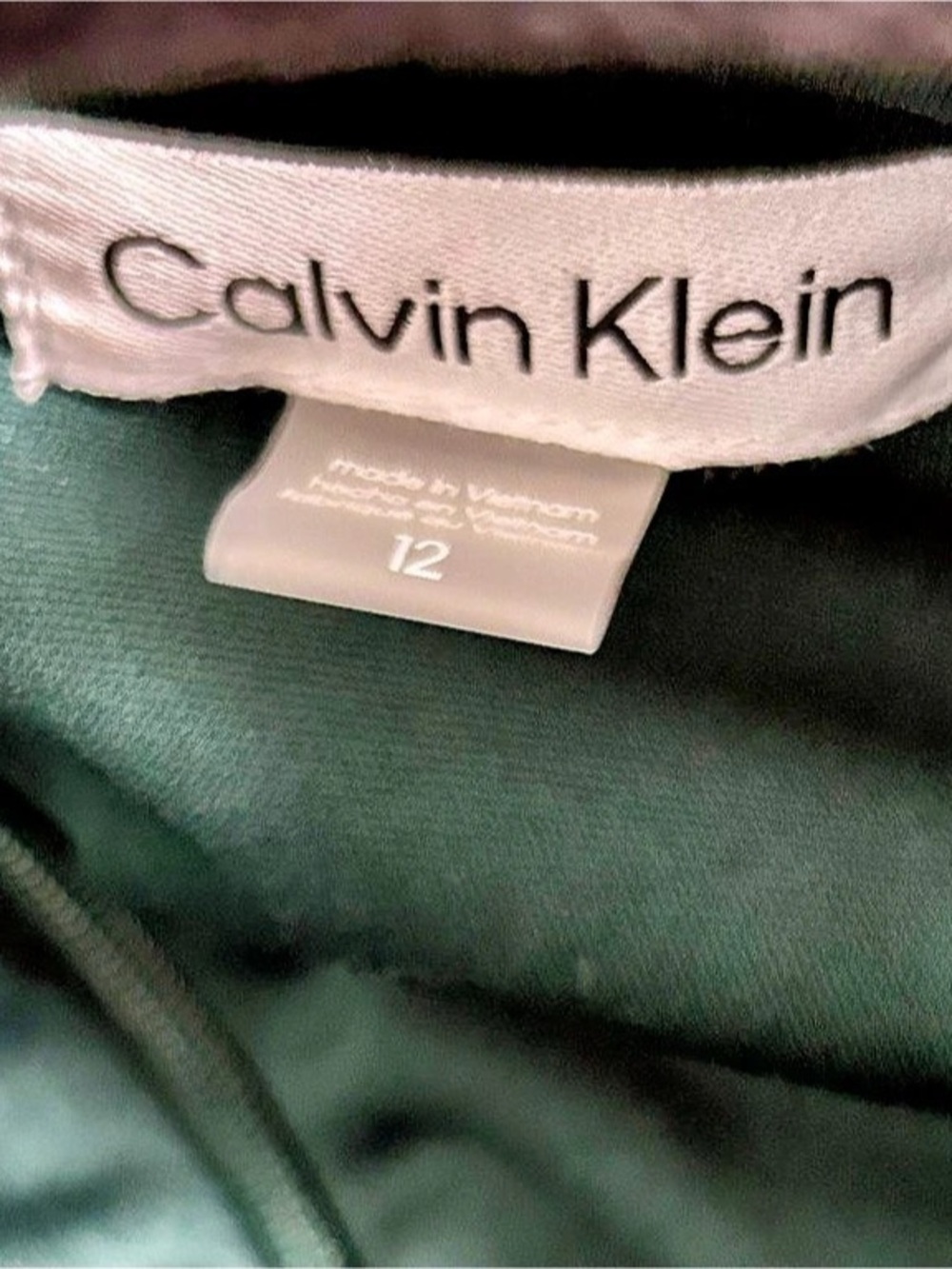 Calvin Klein Velvet V-Neck Faux-Wrap Sheath Dress Malachite Size 12 - Picture 5 of 7